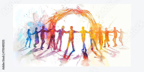 Community Support: The Circle of People and Embracing Arms - Visualize a circle of people with embracing arms, illustrating the support and compassion that religious communitie