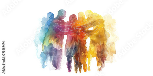Community Support: The Circle of People and Embracing Arms - Visualize a circle of people with embracing arms, illustrating the support and compassion that religious communitie