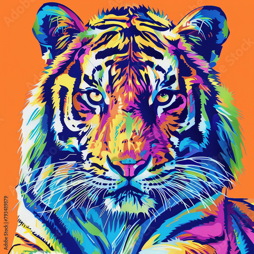 tiger head pop art colorful 