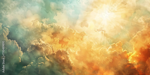Hope in the Divine: The Cloudy Sky and Breaking Sunlight - Picture a cloudy sky with sunlight breaking through, illustrating the hope and faith that religion can provide during dark times