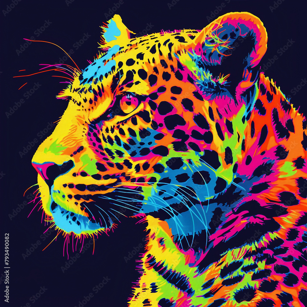 leopard pop art colorful 