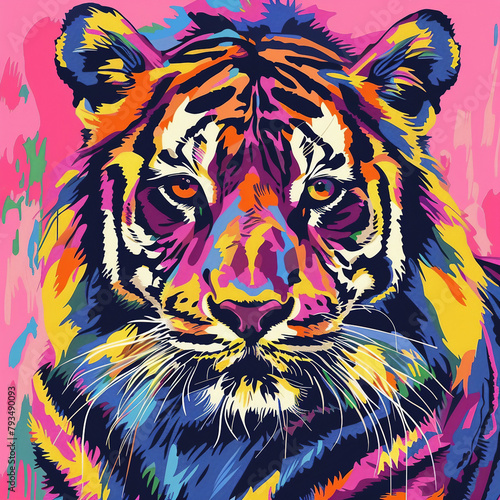 tiger head pop art colorful backgrounds 