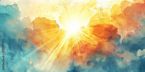 Hope in the Divine: The Cloudy Sky and Breaking Sunlight - Picture a cloudy sky with sunlight breaking through, illustrating the hope and faith that religion can provide during dark times