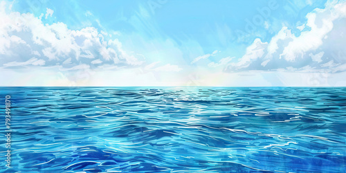 Acceptance of Grief: The Ocean and Calm Waters - Visualize a calm ocean, illustrating the acceptance and peace that can come from religious beliefs about the nature of grief and loss © Lila Patel