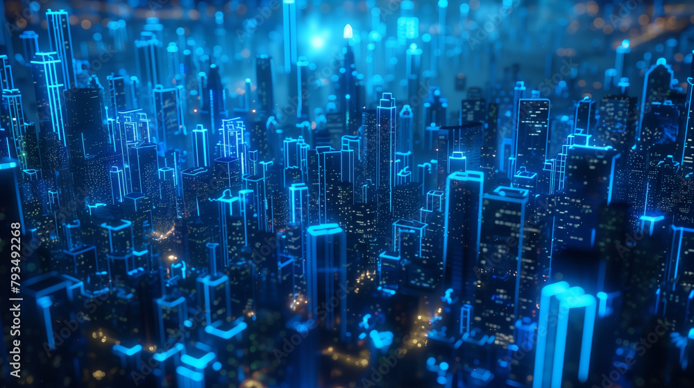 Obraz premium Cityscape with Neon Arch
