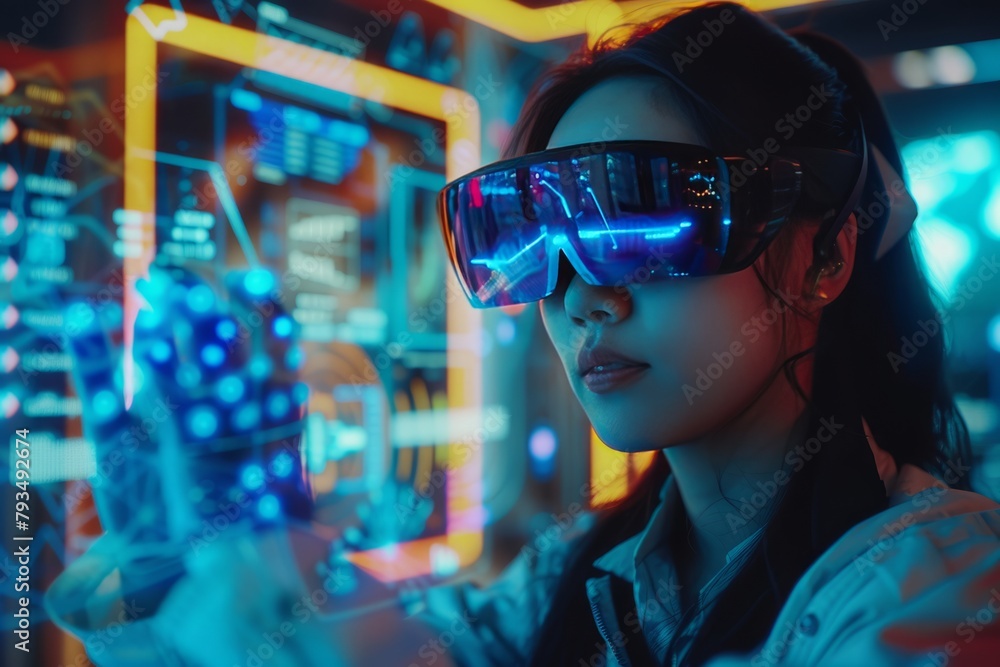 Innovative Work Methods: Asian Girl Employs AI Technology Innovative Work Methods: Asian Girl Employs AI Technology