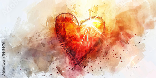 The Wounded Heart and Healing Light - Visualize a wounded heart being bathed in a healing light, illustrating the role of religious beliefs in healing emotional wounds