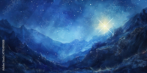 Dark Valley and Guiding Star - Picture a dark valley with a guiding star shining overhead, illustrating the hope and guidance that religion can provide during times of sadness