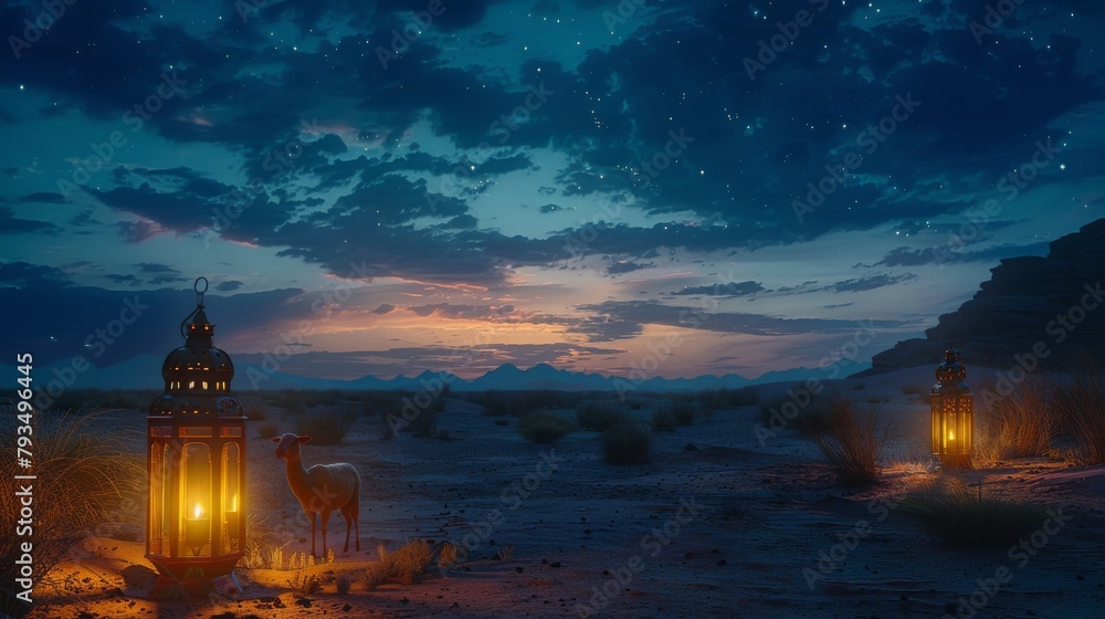 Fototapeta premium mosque illustration eid Mubarak