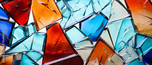 Shattered colored glass piece mosaic background image