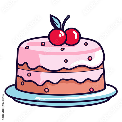 Vector depiction of a delightful cake icon, perfect for bakery logos or dessert menus.