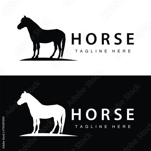 Wild Horse Logo Farm Design Silhouette Simple Vector Illustration Template