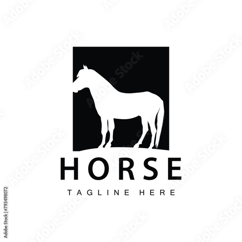 Wild Horse Logo Farm Design Silhouette Simple Vector Illustration Template