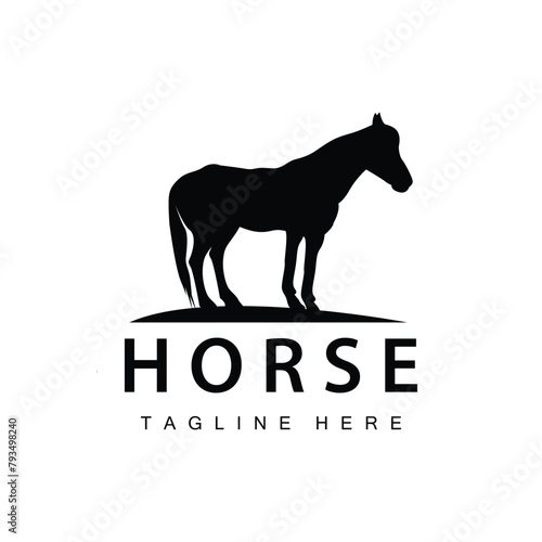 Wild Horse Logo Farm Design Silhouette Simple Vector Illustration Template