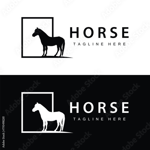 Wild Horse Logo Farm Design Silhouette Simple Vector Illustration Template