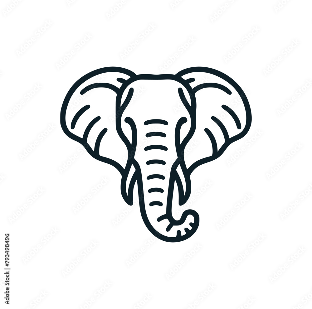 Obraz premium The elephant line art icon logo. Vector illustration.