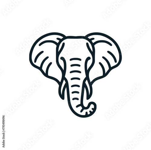 The elephant line art icon logo. Vector illustration.