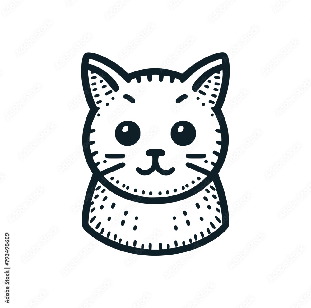 The cat line art icon logo. Vector illustration. The cat line art icon logo. Vector illustration.