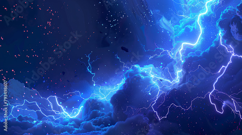 Wallpaper Mural purple lightning strike cartoon style 3d rendering AI generative Torontodigital.ca