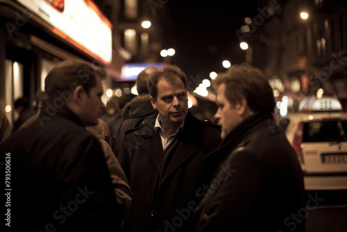 Unidentified people in Paris at night. Paris is the capital and the most populous city of France