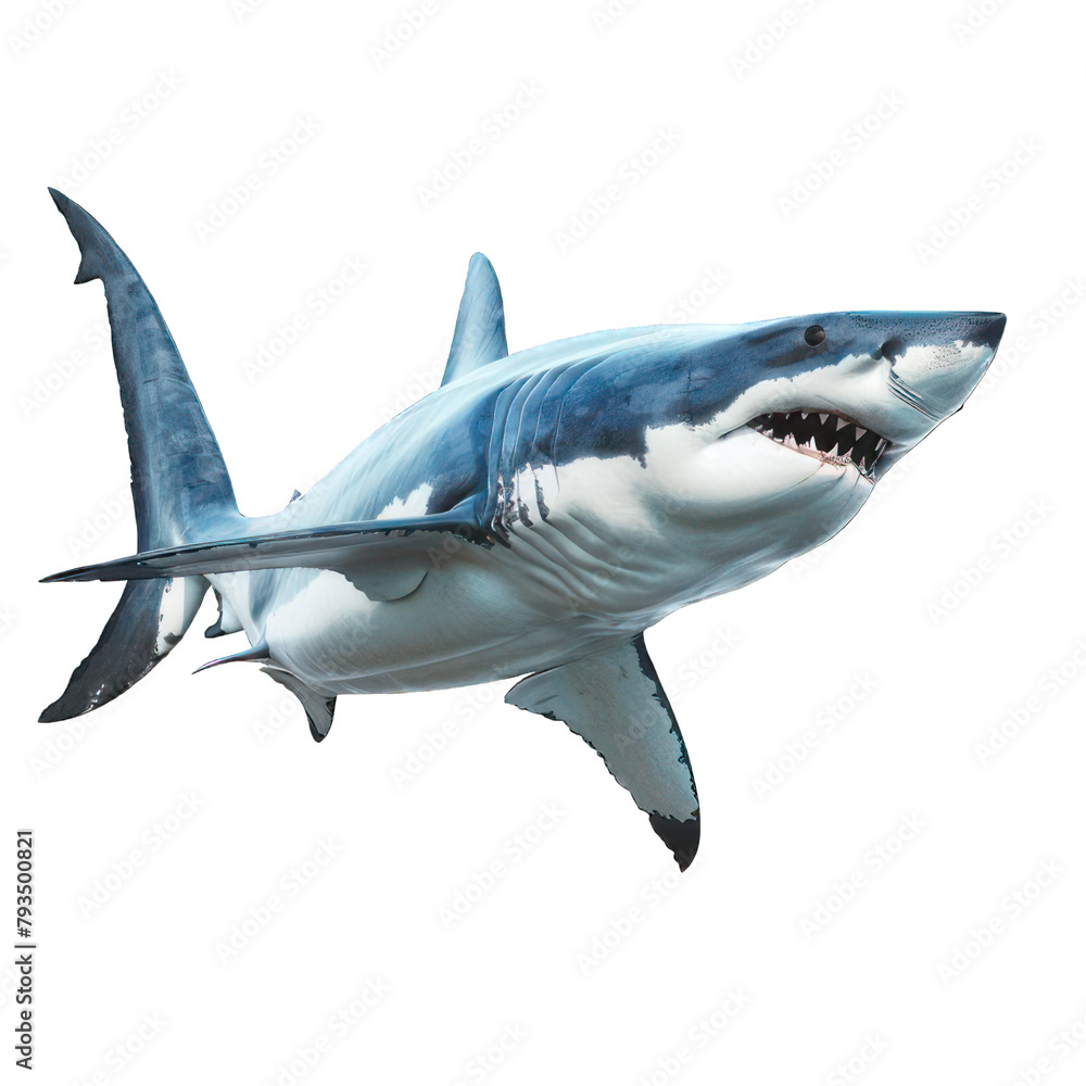 Obraz premium side view of shark transparent isolated on white png