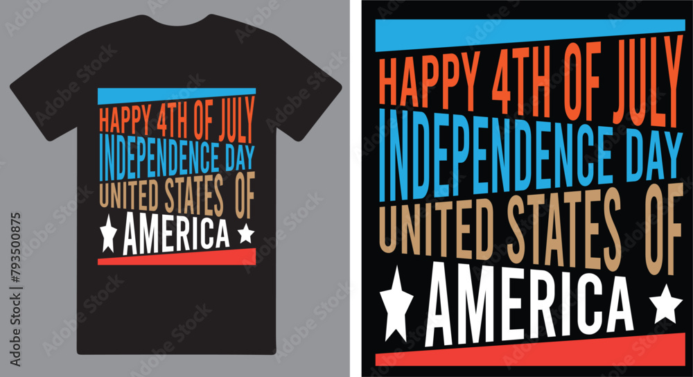 Fototapeta premium Happy 4th of July Independence day united states of America a unique T shirt design vector .