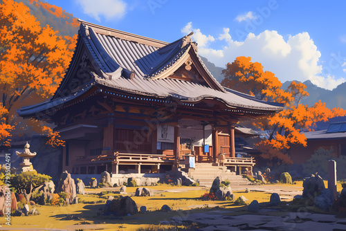 temple and house in the mountain