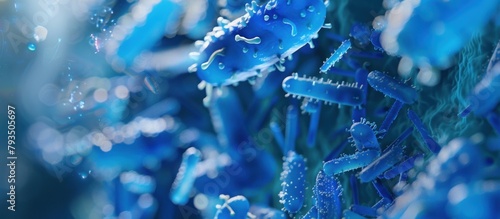 3d microscopic blue bacteria. photo