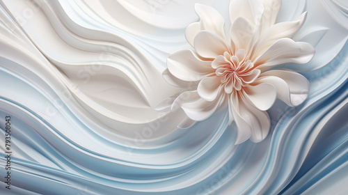 3d illustration visualized elegant wave background with floral elements. © atthameeni
