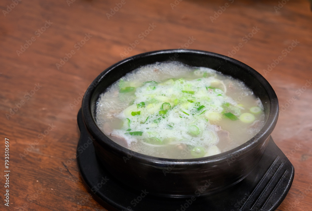 Boiling soup in a pot 