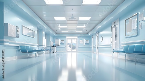 corridor in a hospital, Blurred hospital interior background healthcare center and medical clinic scene concept