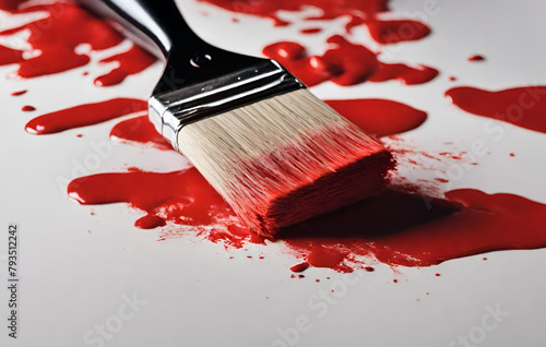red paint brush with paint