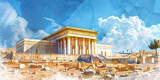 Reconstruction of Faith: The Rebuilt Temple and Restored Altar - Visualize a temple being rebuilt with a restored altar, illustrating the process of reconstructing faith after a period of doubt or tur