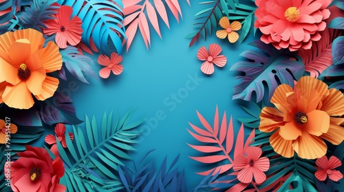 DIY summer sales design  handcrafted tropical motifs  craft paper and vibrant hues  handmade style copy space