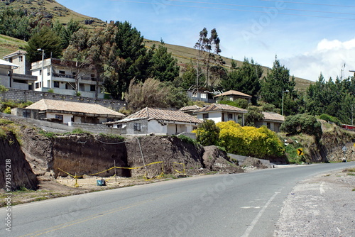 Houses along the road in the countryside outside of Latacunga, Ecuador photo