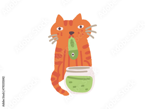 Cat caught an aquarium fish