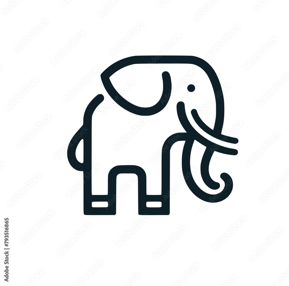 The elephant line art icon logo. Vector illustration.