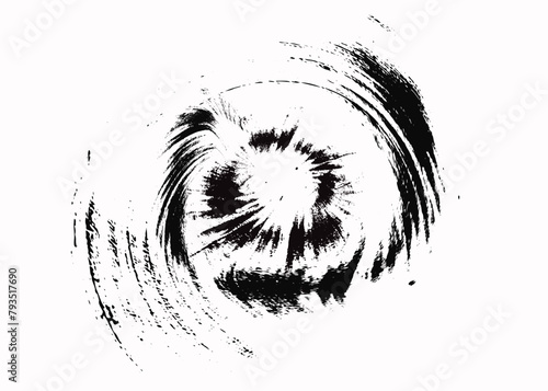 circular brush paint strokes,Hand drawn element, round black stroke isolated on white background. Vector brush sroke texture. Distressed uneven grunge background. Abstract distressed vector illustra