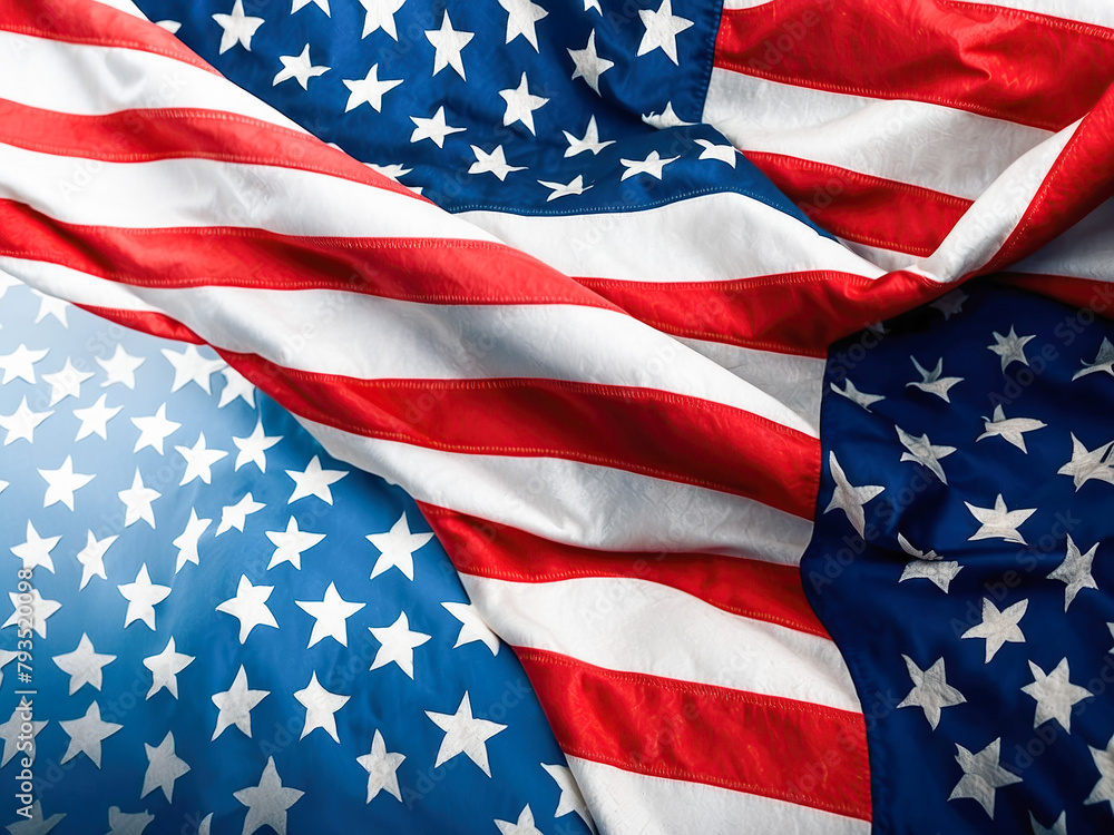 Fototapeta premium American flag waving in the wind.