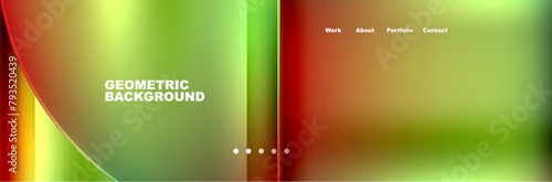 A geometric background featuring a vibrant rainbow of colors, including magenta, peach, and amber. The design includes rectangles and patterns inspired by terrestrial plants