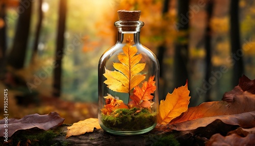 Enchanted Ecosphere: Photo Realistic Autumn Forest in Glass photo