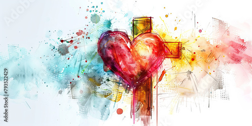 Love: The Heart and Cross - Visualize a heart and cross intertwined, symbolizing God's love expressed through Jesus' sacrifice