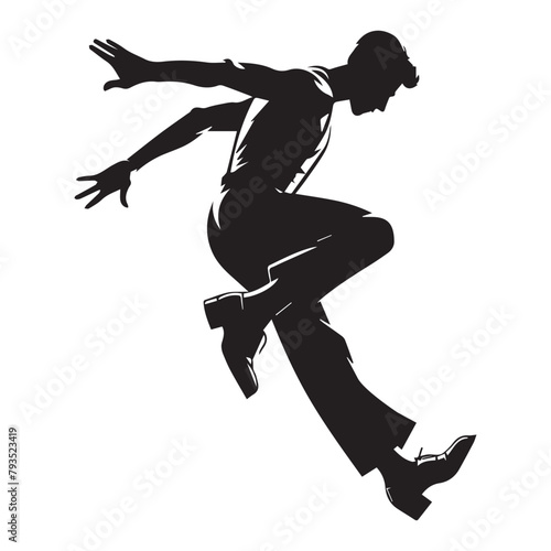 Black and white Heel drop Dance Vector Illustration