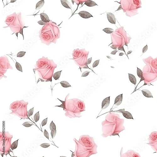 seamless pattern with pink roses