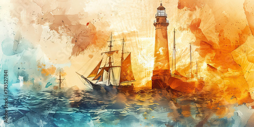 Guiding Light: The Lighthouse and Safe Harbor - Picture a lighthouse guiding ships to safe harbor, symbolizing the guidance and direction provided by a deceased leader's teachings