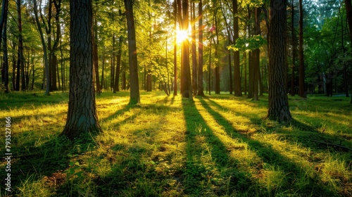 morning forest sunshine at the park  Morning nature background