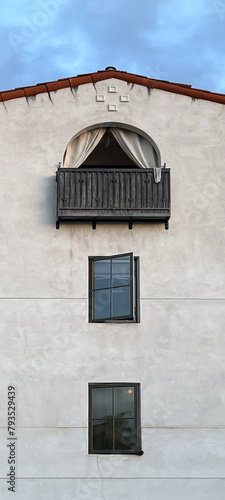 Partial View of a Spanish Revival Style Building