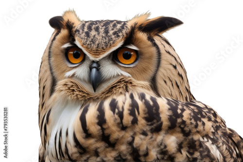 sitting ways isolated white shoulder side bubo turkmenian background looking eagle turcomanus owl lens adult animal bird black brown detailed exotic feather female girl hi-res on large orange sharp 