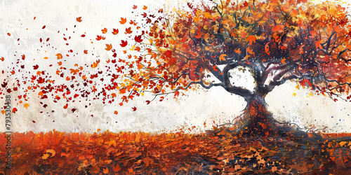 Spiritual Legacy: The Tree of Life and Fallen Leaves - Imagine a tree of life with fallen leaves, symbolizing the cycle of life and the lasting legacy of a deceased leader