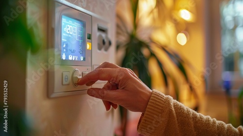 Hand adjusting a home energy smart meter